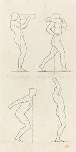 Llevando un Peso; Preparándose para Saltar, y Aterrizando de George Scharf after John Flaxman