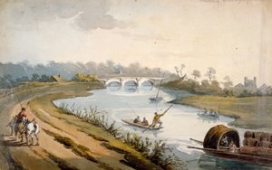 Río Támesis cerca de Chertsey, Surrey, c1820 de George Shepheard