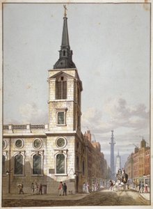 Iglesia de St Benet Gracechurch y Gracechurch Street, Ciudad de Londres, 1811 de George Shepherd