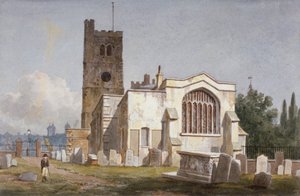 Iglesia de Santa María en Lambeth, Londres, c. 1810 de George Shepherd