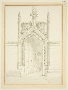 Puerta de la sala de la sacristía de St Mary Redcliffe, c.1812 de George Shepherd