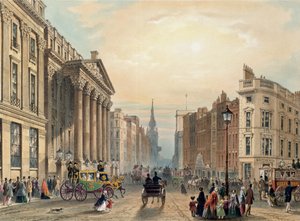 Mansion House mirando hacia Cheapside, grabado por Thomas Picken, publicado por Ackermann 1851 de George Shepherd