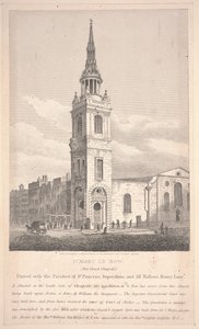 Santa María Le Bow, grabado por William Wise de George Shepherd