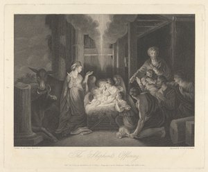 Ventana oeste de la capilla del New College de Oxford: La ofrenda del pastor, belén