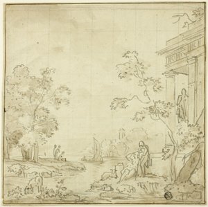 Escena portuaria con figuras, Templo