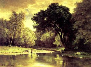 Pescador en un arroyo de George Snr. Inness