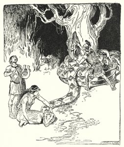 Jason y los argonautas: "Entonces Jason saltó cautelosamente y arrancó el vellocino del tronco del árbol" de George Soper
