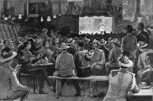 El entretenimiento de los coloniales dado por los Royal Horse Guards en Albany Street Barracks, ilustración de 