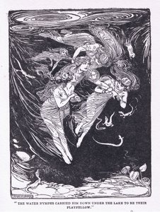 Las ninfas del agua lo llevaron al lago para jugar con él, de Los Héroes publicado por George Allen y Unwin 1929 de George Soper