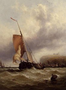 Barco de pesca en un mar agitado de George Stainton