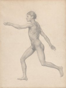 Exposición Anatómica Comparativa de la Estructura del Cuerpo Humano con la de un Tigre y un Ave Común: Figura Humana, Vista Lateral, Sin Disecar (Estudio Finalizado para la Tabla VIII) de George Stubbs