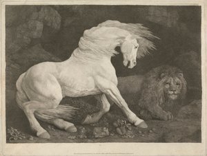 Un caballo asustado por un león de George Stubbs