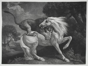 A Horse Attacked by a Lion de George Stubbs