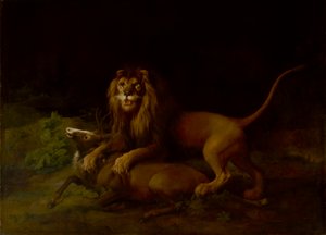 Un león ataca a un ciervo de George Stubbs