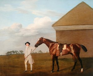 Cola de fuego con su domador junto a la casa Rubbing-Down en Newmarket Heath de George Stubbs