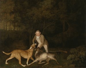 Freeman, el guardabosque del Conde de Clarendon, con una cierva moribunda y un sabueso... de George Stubbs