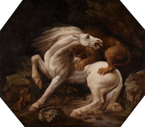Caballo atacado por un león Episodio C, entre 1768 y 1769 de George Stubbs