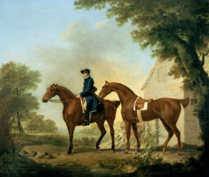 Los cazadores del Sr. Crewe con un mozo cerca de un granero de madera de George Stubbs