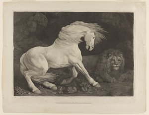 Un caballo asustado por un león, después de George Stubbs (1724-1806) de George Townley Stubbs