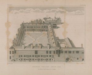 Vista aérea del Colegio Gresham de George Vertue