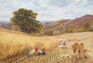 Tiempo de cosecha cerca de Holmbury Hill, Surrey, 1865