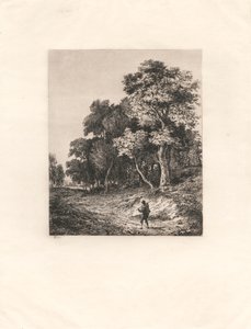 Paisaje, hombre con bastón al hombro de George Vincent