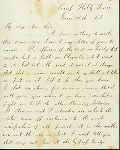 Carta de George Wyckoff, Campamento Holly, Tennessee, a Josephine, 11 de junio de 1863 de George W. Wyckoff