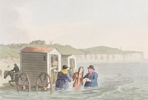 Baños de mar en la bahía de Bridlington, de "Costumes of Yorkshire", por George Walker