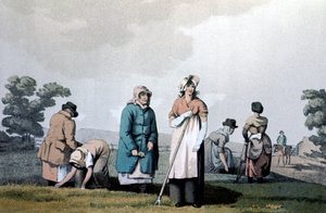 Lowkers - mujeres que desyerban maíz, 1814 de George Walker of Seacroft