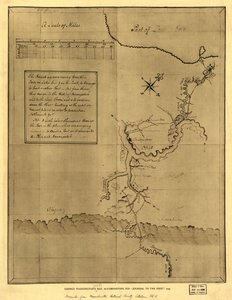 Mapa de George Washington, que acompaña su "diario al Ohio", 1754. LOC 99446116 de George Washington