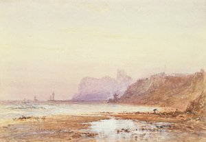 Costa en Whitby con la abadía al fondo de George Weatherill