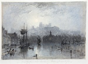 Whitby desde la estación de ferrocarril; Luz de luna (acuarela)