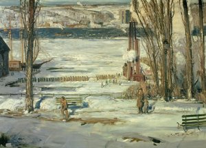 Una mañana de nieve - Río Hudson, 1910 de George Wesley Bellows