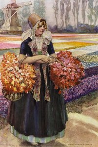 Un campo de tulipanes (litografía en color) de George Wharton Edwards