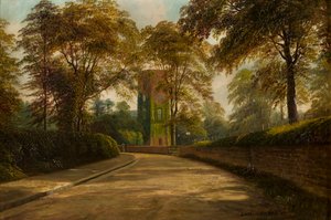 La torre de la iglesia de Santa María y Santa Margarita, Castle Bromwich, Warwickshire, c.1886-1949 (óleo sobre lienzo)