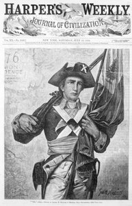 Soldado continental sosteniendo un mosquete, portada de 