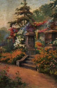 Jardín de verano, sin fecha (óleo sobre lienzo) de George Wimpenny