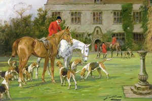 The Meet at Avesbury Manor, Wiltshire (óleo sobre lienzo) de George Wright