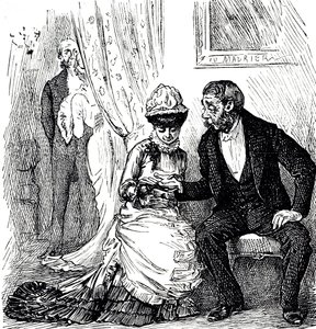 Caricatura comentando sobre la popularidad de la quiromancia entre los ricos de George du Maurier