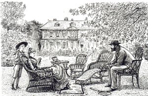 Un grabado que representa muebles típicos de mimbre. Ilustrado por George du Maurier de George du Maurier