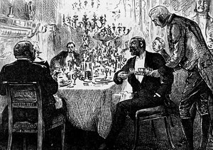 Una familia de clase alta en la mesa de George du Maurier