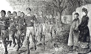 Caricatura que representa una sesión de salud y fitness de George du Maurier