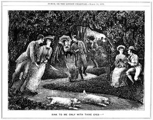 Aumento de la popularidad del patín de ruedas. Caricatura de George du Maurier de Punch de George du Maurier
