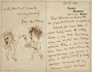 Carta con dibujo de Whistler amenazando a Du Maurier de George du Maurier