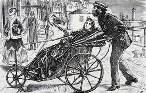 Patrick, empujando la silla de baño de la dama de George du Maurier