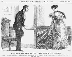 Positivamente la última de las faldas largas esta temporada, 1867 de George du Maurier
