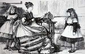 Máquina de coser en un hogar de clase media de George du Maurier