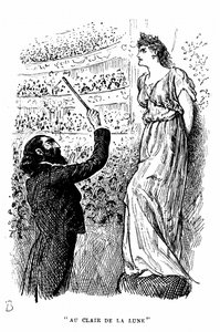 Trilby la desafinada que no podía distinguir un Do de un Fa dando un concierto bajo la influencia hipnótica de Svengali. Ilustración de George Du Maurier para su novela Trilby de George du Maurier