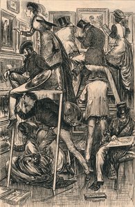 Día de barnizado en la Real Academia, 1877 de George du Maurier