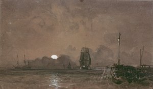 Puerto de Sunderland: Luz de luna, siglo XIX